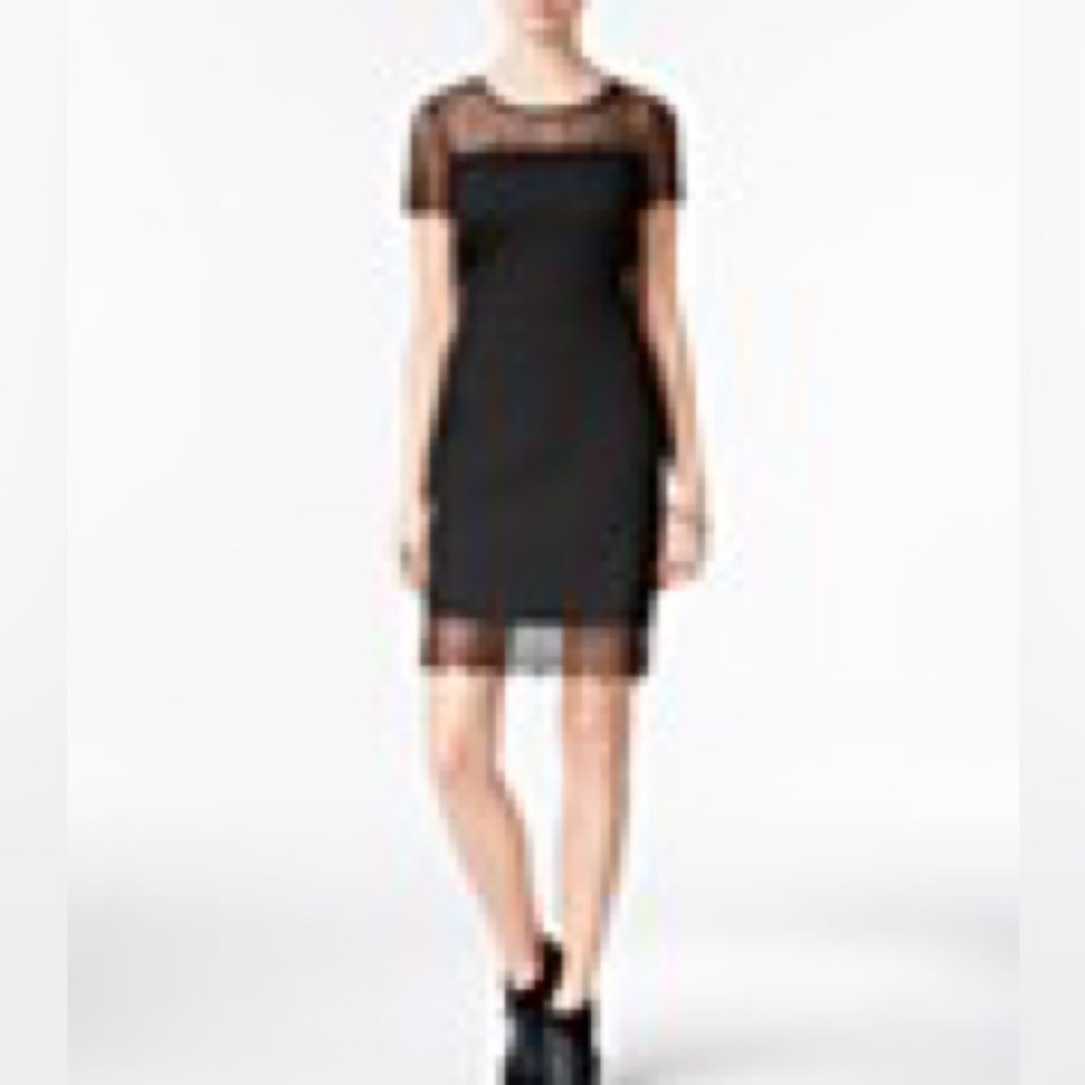 BAR III Lace-Contrast Sheath Dress XS